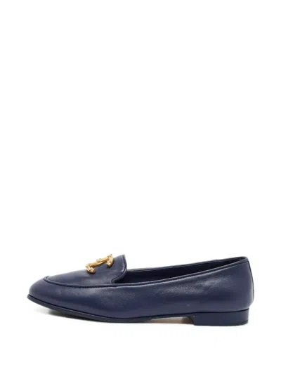 Pre-owned Chanel Cc Smoking Loafers In Blue