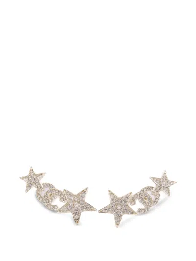 Pre-owned Chanel Cc Star Earrings In Gold