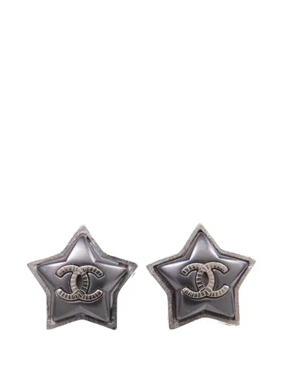 Pre-owned Chanel Cc Star Earrings In Silver