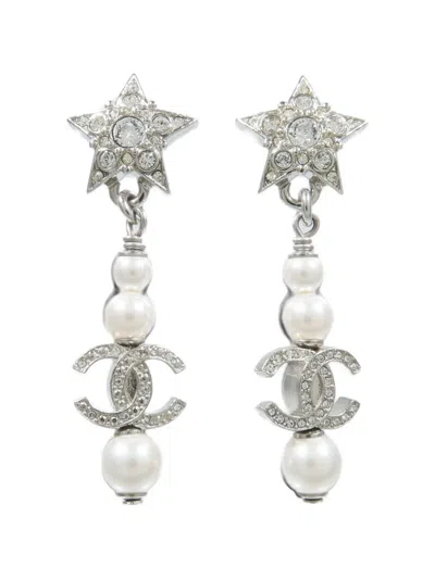 Pre-owned Chanel Cc Star Earrings In Silver