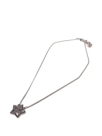 Pre-owned Chanel Cc Star Necklace In Silver