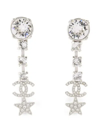 Pre-owned Chanel Cc Star-charm Earrings In Silver