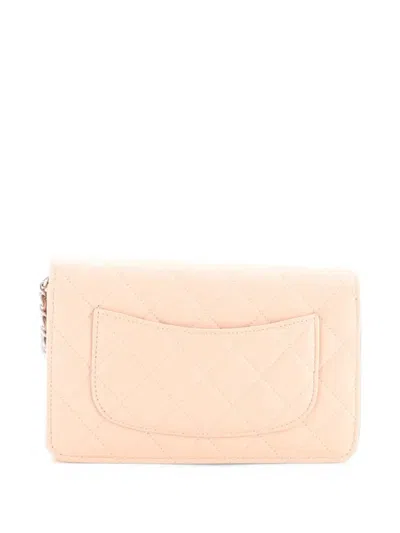Pre-owned Chanel Cc Stars Wallet On Chain Quilted Lambskin Crossbody Bag In Pink