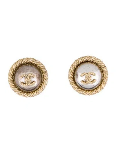 Pre-owned Chanel Cc Stud Earrings In Multi