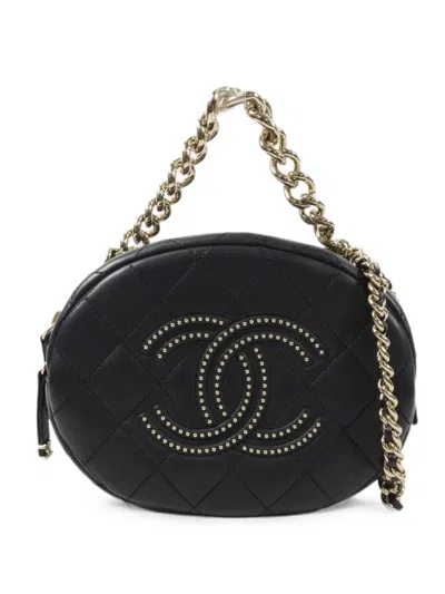 Pre-owned Chanel Cc Studded Shoulder Bag In Black