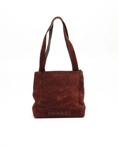 Pre-owned Chanel Cc Suede Tote Bag In Brown