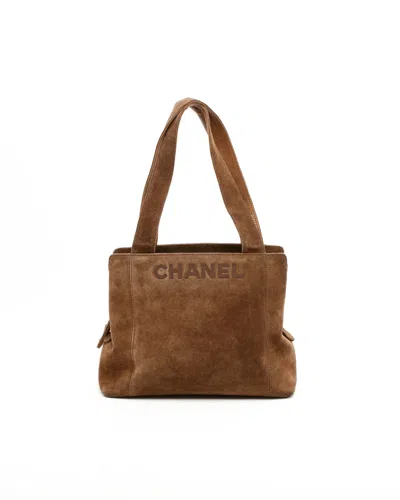 Pre-owned Chanel Cc Suede Tote Bag In Brown
