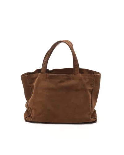 Pre-owned Chanel Cc Suede Tote Bag In Brown