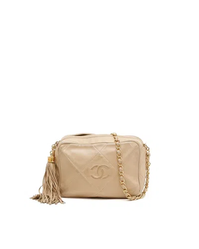 Chanel Cc Tassel Camera Bag In Beige