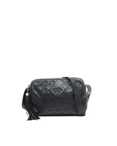 Pre-owned Chanel Cc Tassel Camera Bag In Black
