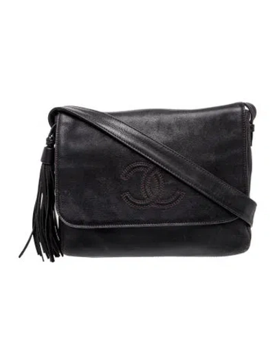 Pre-owned Chanel Cc Tassel Messenger Bag In Black