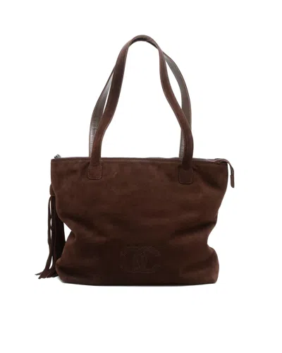 Pre-owned Chanel Cc Tassel Suede Bag In Brown