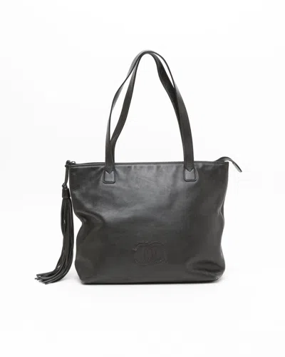 Pre-owned Chanel Cc Tassel Tote Bag In Black