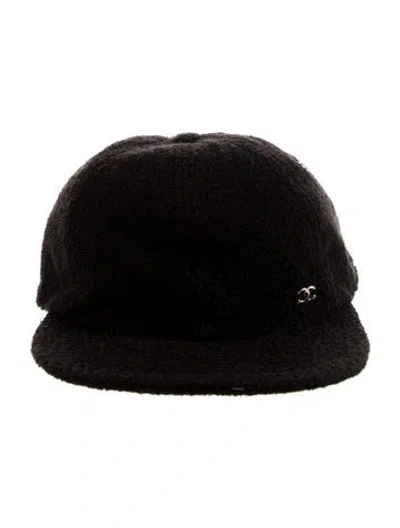 Pre-owned Chanel Cc Terry Cloth Baseball Cap In Black/silver