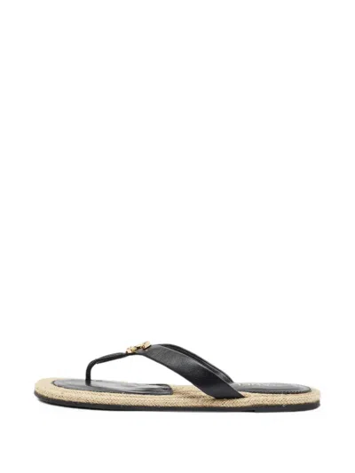 Pre-owned Chanel Cc Thong Sandals In Black
