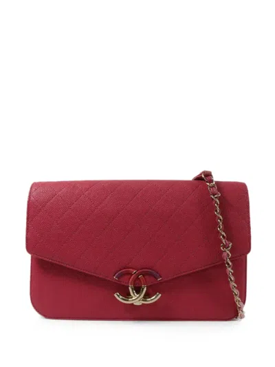 Pre-owned Chanel Cc Thread-around Flap Bag In Red