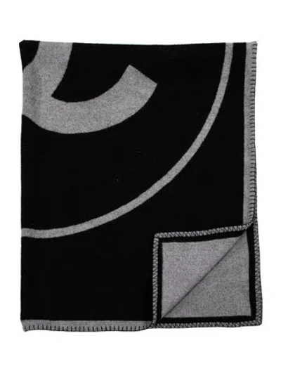 Pre-owned Chanel Cc Throw Blanket In Black/grey