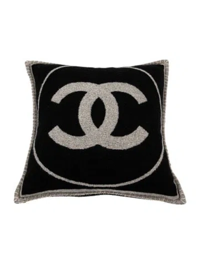 Pre-owned Chanel Cc Throw Pillow In Black/grey