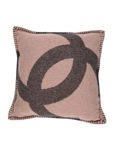 Pre-owned Chanel Cc Throw Pillow In Grey/pink