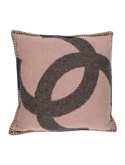 Pre-owned Chanel Cc Throw Pillow In Grey/pink