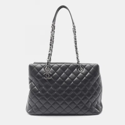 Pre-owned Chanel Cc Timeless Black Leather Tote Bag