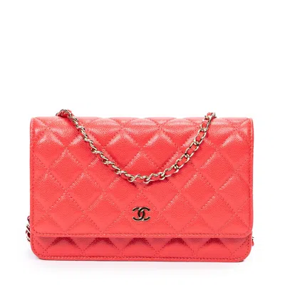 Pre-owned Chanel Cc Timeless Wallet On Chain In Pink