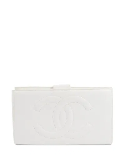 Pre-owned Chanel Cc Timeless Wallet In White