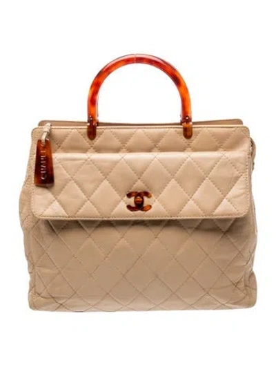 Pre-owned Chanel Cc Tortoise Tote In Neutral