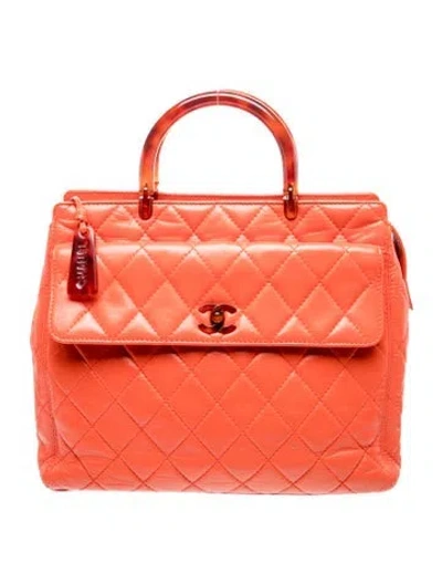 Pre-owned Chanel Cc Tortoise Tote In Orange