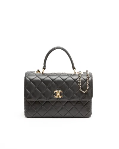 Pre-owned Chanel Cc Trendy Medium Top Handle Bag In Black