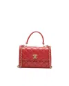 Chanel Cc Trendy Medium Top Handle Bag In Red