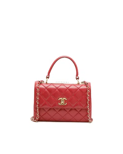 Chanel Cc Trendy Medium Top Handle Bag In Red