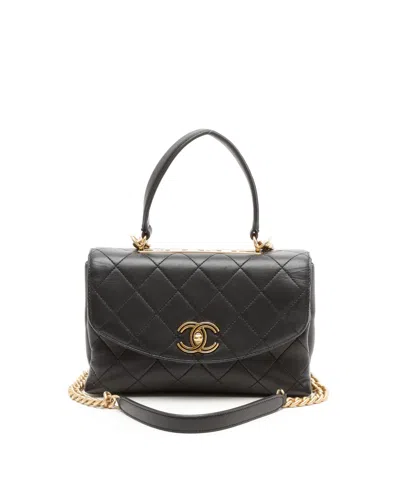 Pre-owned Chanel Cc Trendy Top Handle Bag In Black