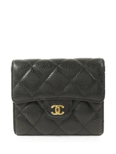 Pre-owned Chanel Cc Trifold Wallet In Black