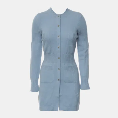 Pre-owned Chanel Cc Turlock Cardigan Dress In Blue