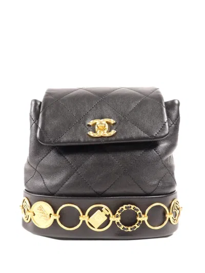 Pre-owned Chanel Cc Turn-lock Backpack In Black