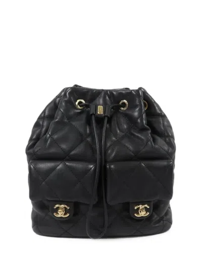 Pre-owned Chanel Cc Turn-lock Backpack In Black