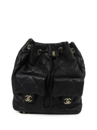 Pre-owned Chanel Cc Turn-lock Backpack In Black