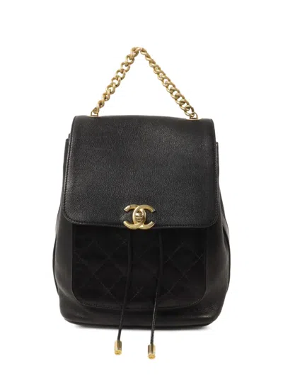 Pre-owned Chanel Cc Turn-lock Backpack In Black