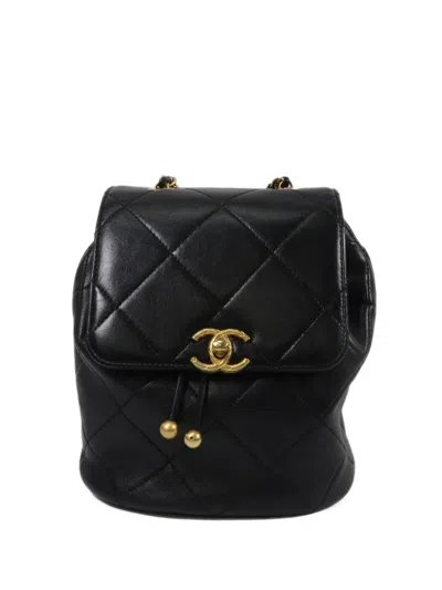 Pre-owned Chanel Cc Turn-lock Backpack In Black