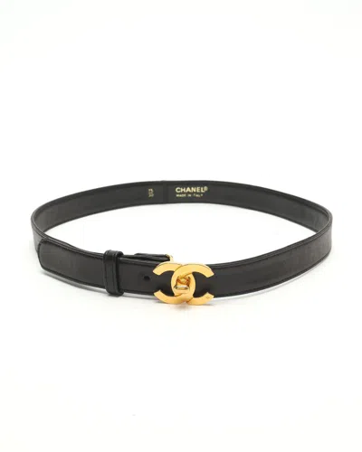 Pre-owned Chanel Cc Turnlock Belt, Size 75 In Black