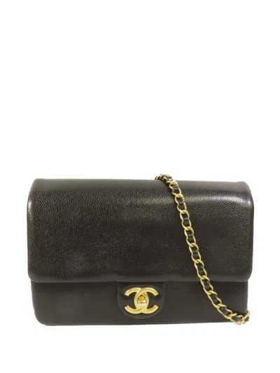 Pre-owned Chanel Cc Turn-lock Chain Shoulder Bag In Black