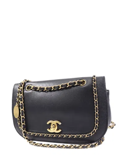Pre-owned Chanel Cc Turn-lock Chain Shoulder Bag In Black