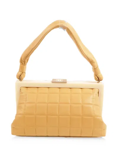 Chanel Cc Turn-lock Chocolate-bar Quilted Handbag In Neutrals