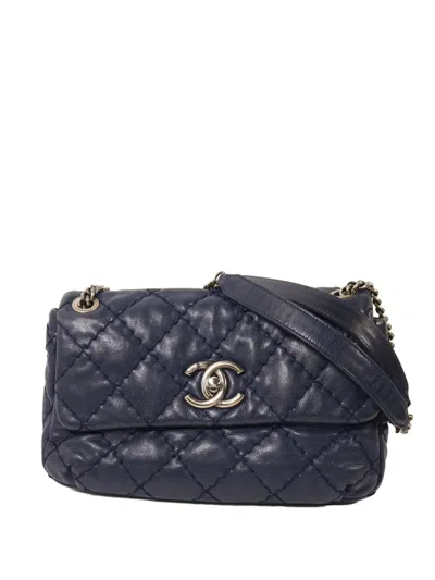 Pre-owned Chanel Cc Turn-lock Classic Flap Shoulder Bag In Blue