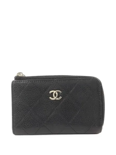 Pre-owned Chanel Cc Turn-lock Coin Case In Black