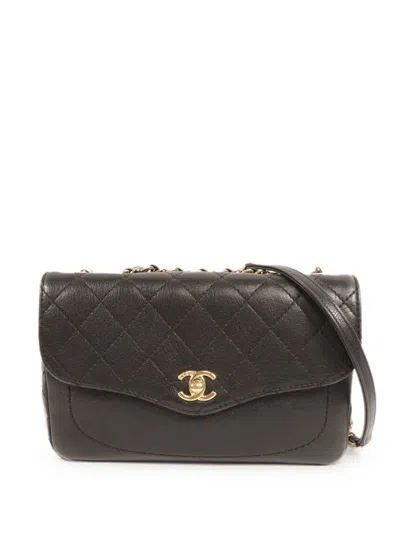 Pre-owned Chanel Cc Turn-lock Diamond-quilted Cross Body Bag In Black