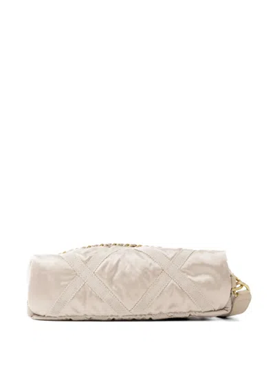 Pre-owned Chanel Cc Turn-lock Diamond-quilted Tote Bag In Neutral