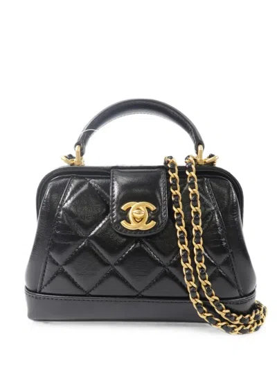 Pre-owned Chanel Cc Turn-lock Doctor Bag In Black
