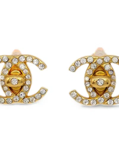Pre-owned Chanel Cc Turn-lock Earrings In Gold